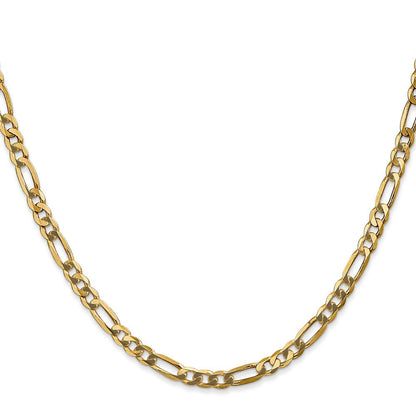 10K Gelbgold 4mm Flach Figaro Halskette