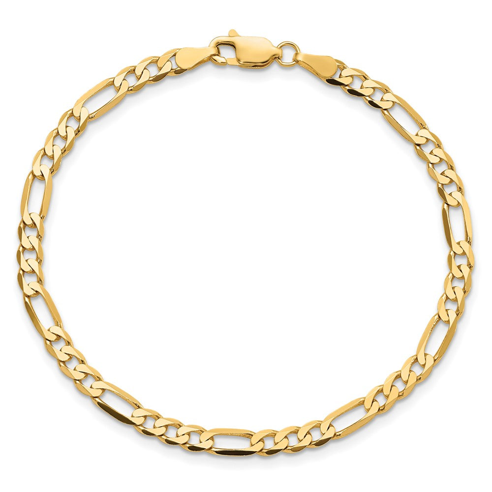 10K Gelbgold 4mm Flach Figaro Gliederarmband