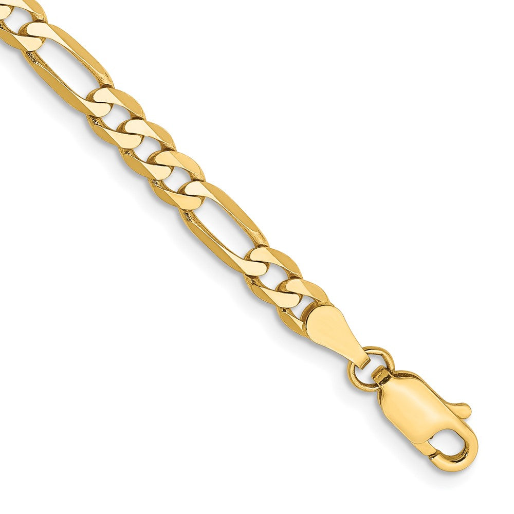 10K Gelbgold 4mm Flach Figaro Gliederarmband