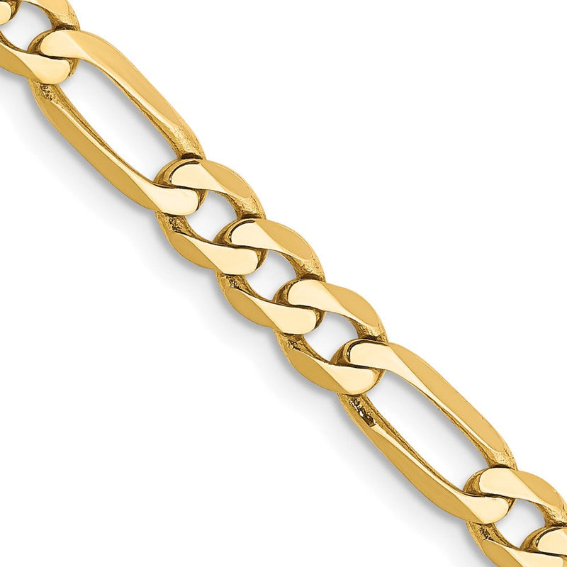 10K Gelbgold 4.75mm Flach Figaro Halskette