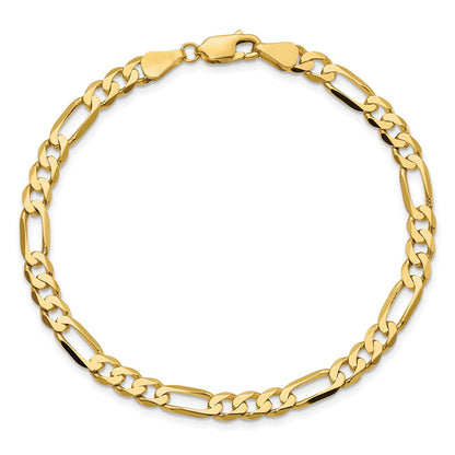 10K Gelbgold 5.25mm Flach Figaro Gliederarmband