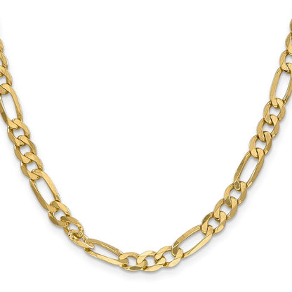 10K Gelbgold 6.25mm Flach Figaro Halskette