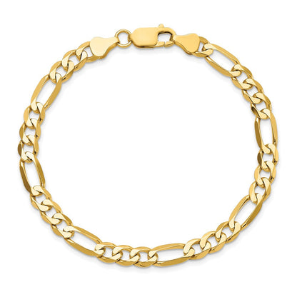 10K Gelbgold 6.25mm Flach Figaro Gliederarmband
