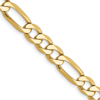 10K Gelbgold 6.25mm Flach Figaro Halskette