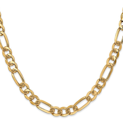 10K Gelbgold 7mm Flach Figaro Halskette