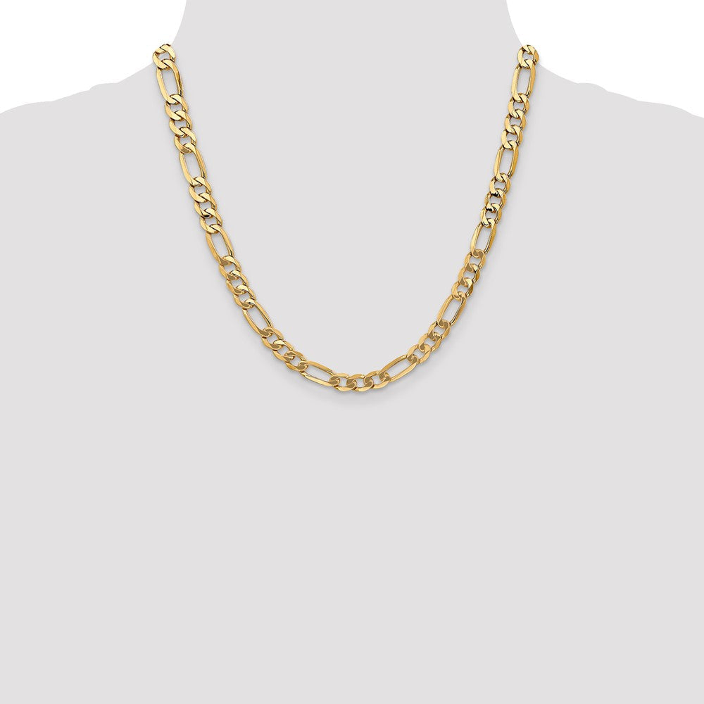 10K Gelbgold 7mm Flach Figaro Halskette