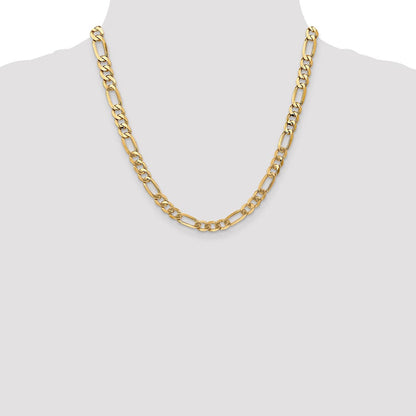 10K Gelbgold 7mm Flach Figaro Halskette