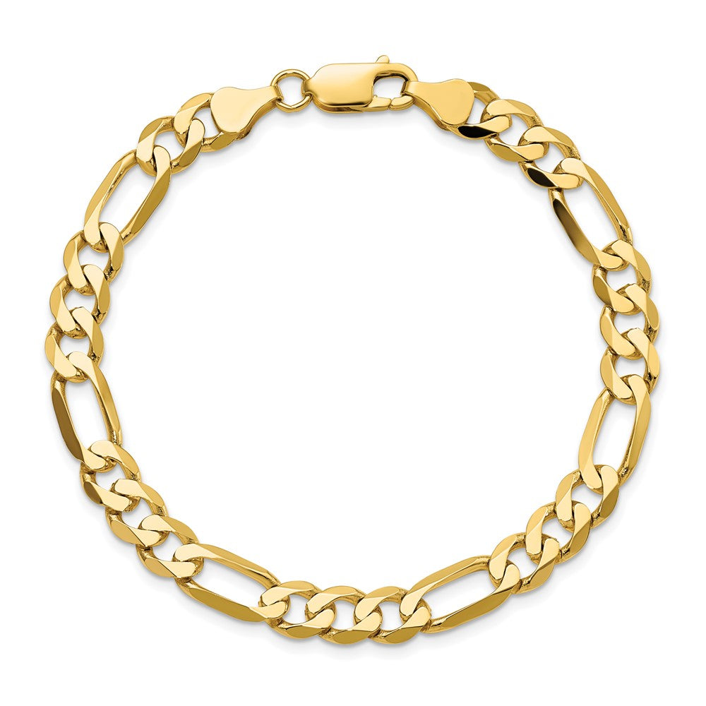 10K Gelbgold 7mm Flach Figaro Gliederarmband