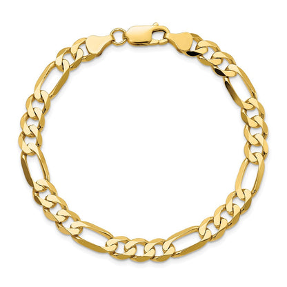 10K Gelbgold 7mm Flach Figaro Gliederarmband