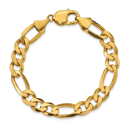 10K Gelbgold 10mm Flach Figaro Gliederarmband