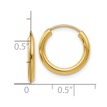 10K Gelbgold Poliert Rund Endlos 2mm Creolen