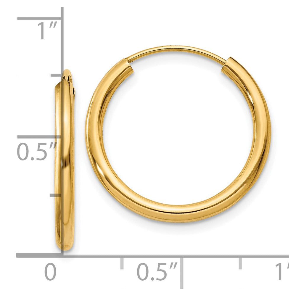 10K Gelbgold Poliert Rund Endlos 2mm Creolen