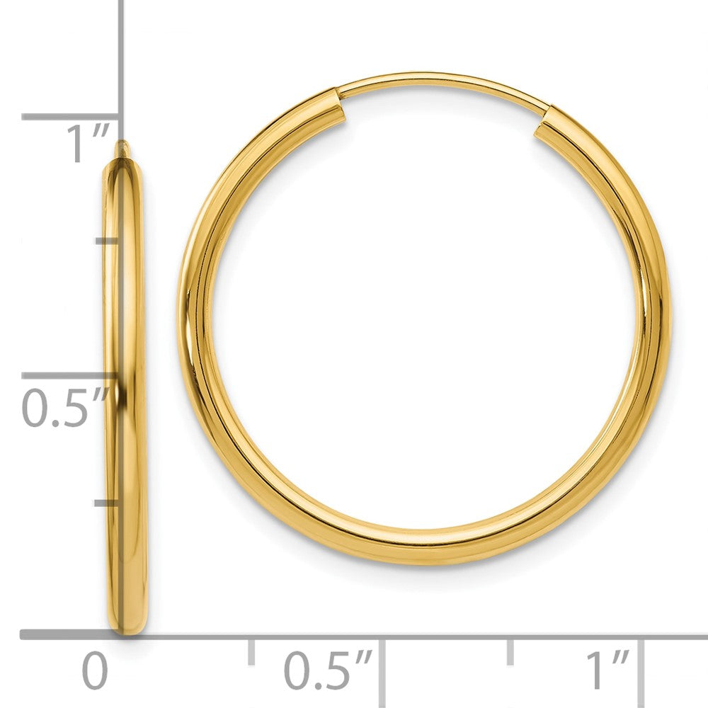 10K Gelbgold Poliert Rund Endlos 2mm Creolen