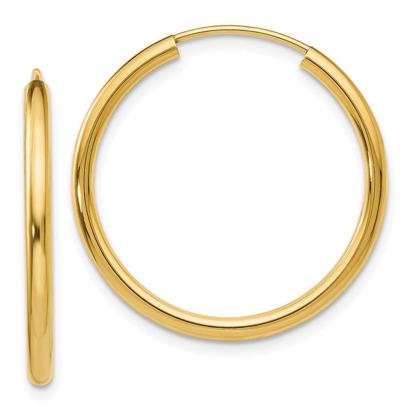 10K Gelbgold Poliert Rund Endlos 2mm Creolen