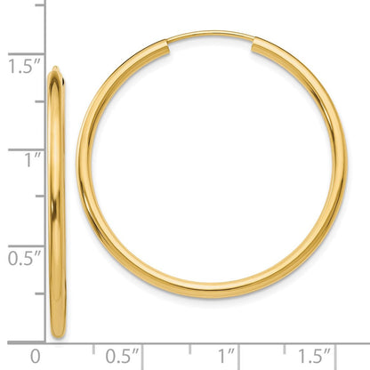 10K Gelbgold Poliert Rund Endlos 2mm Creolen