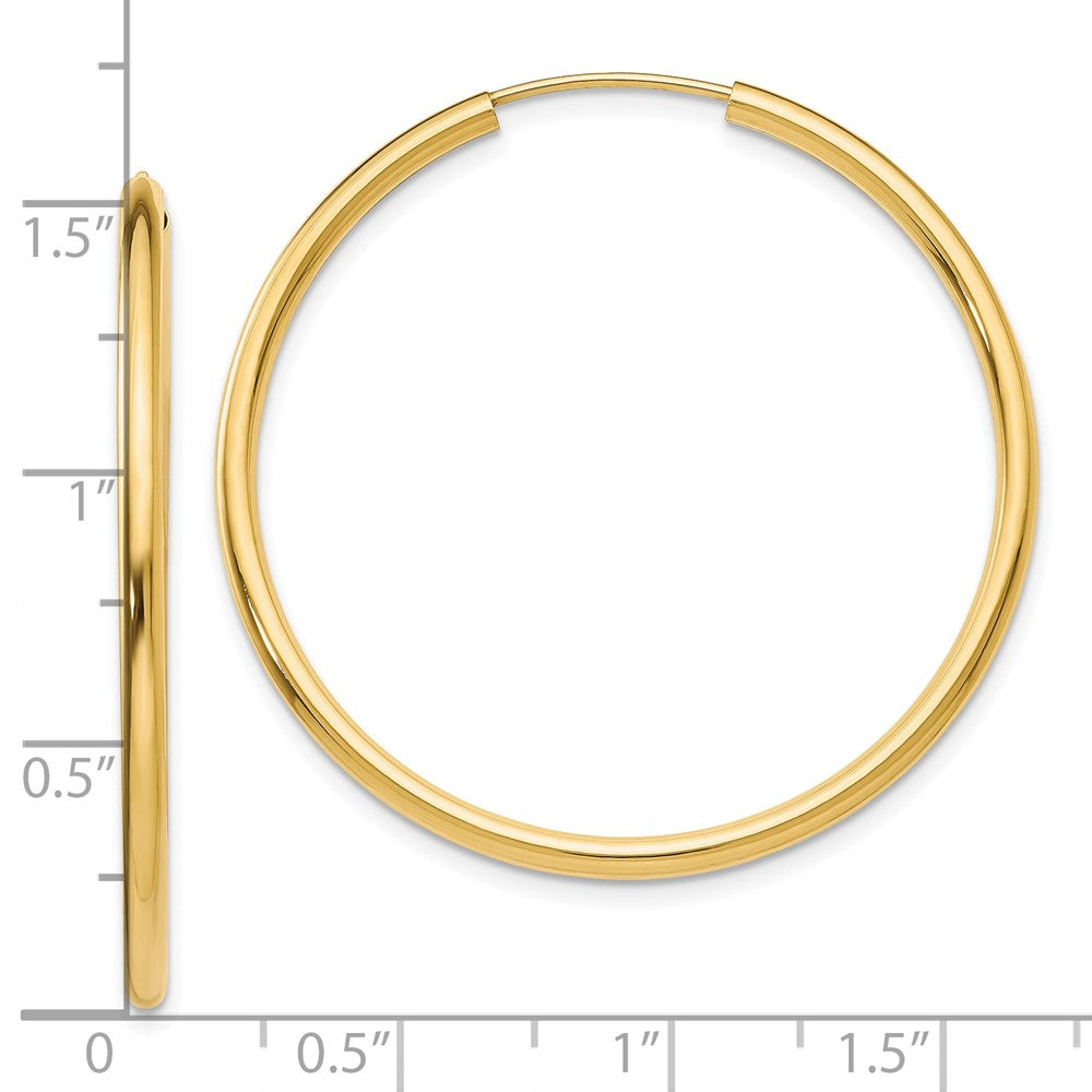10K Gelbgold Poliert Rund Endlos 2mm Creolen