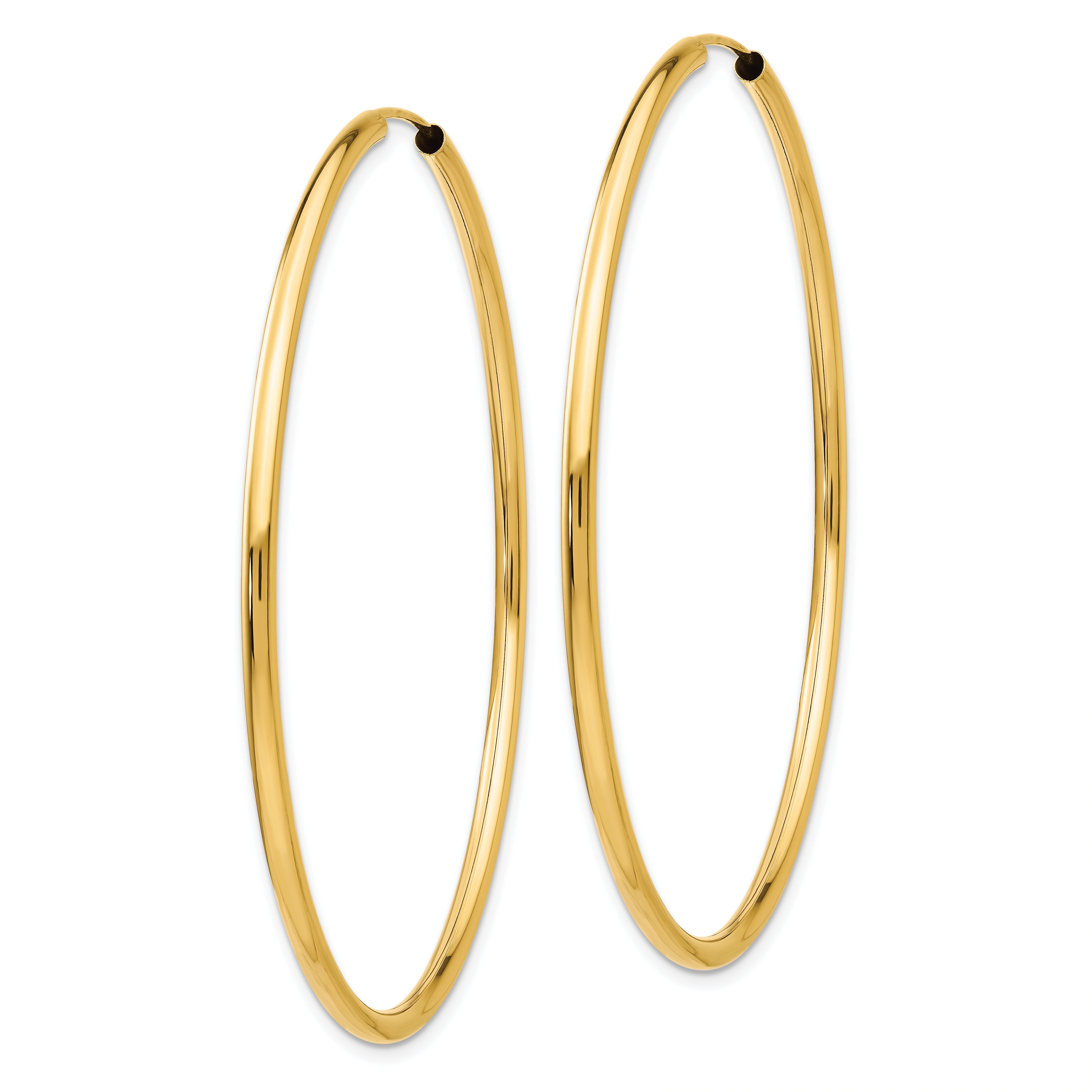 10K Gelbgold Poliert Rund Endlos 2mm Creolen