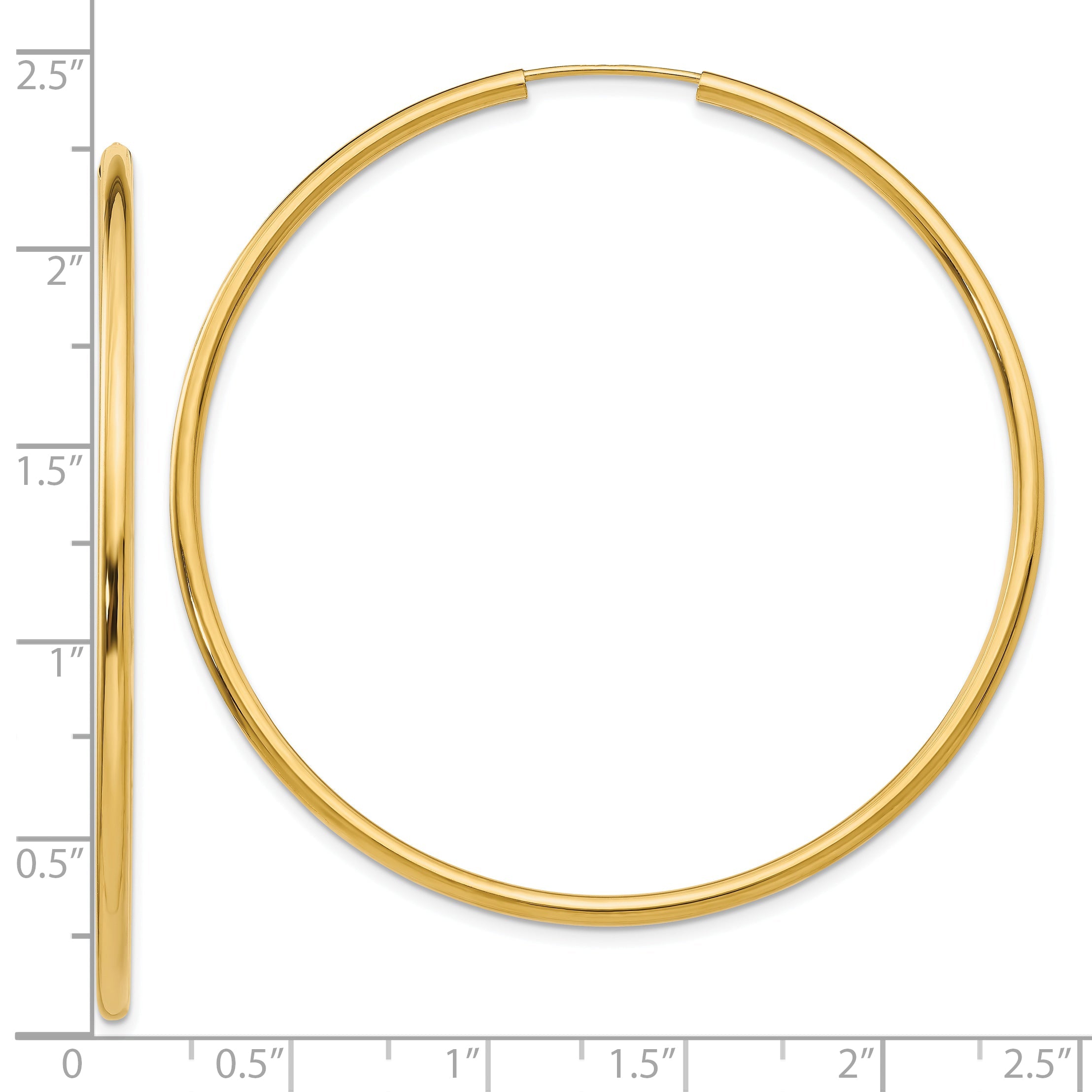 10K Gelbgold Poliert Rund Endlos 2mm Creolen