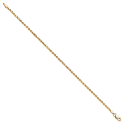 10K Gelbgold 1.75mm Diamantiert Kordel Gliederarmband