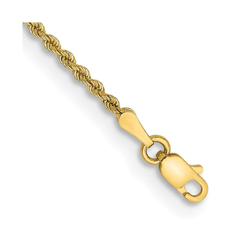 10K Gelbgold 2.0mm Massiv Kordel Kette Fußkettchen