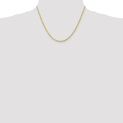 10K Gelbgold 2mm Diamantiert Kordel Halskette