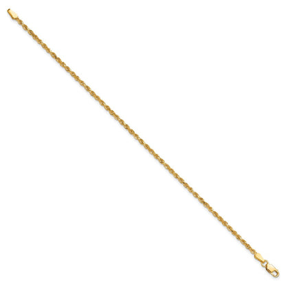 10K Gelbgold 2mm Diamantiert Kordel Gliederarmband