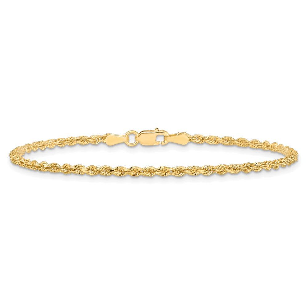 10K Gelbgold 2mm Diamantiert Kordel Gliederarmband
