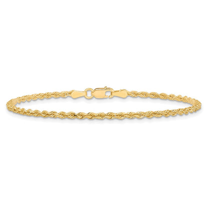 10K Gelbgold 2mm Diamantiert Kordel Kette Fußkettchen