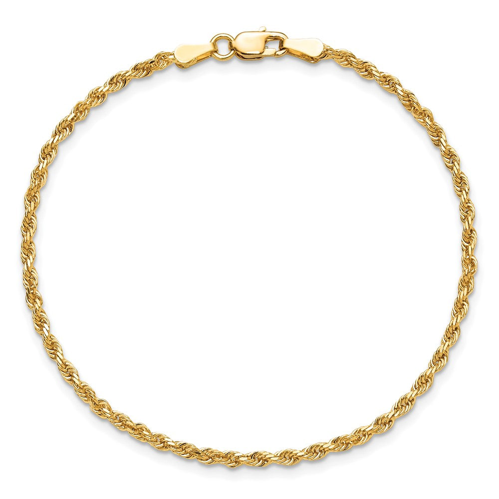 10K Gelbgold 2mm Diamantiert Kordel Gliederarmband