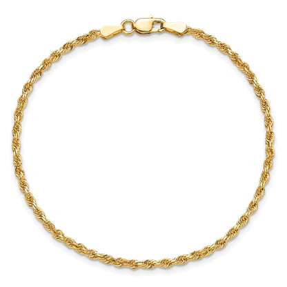 10K Gelbgold 2mm Diamantiert Kordel Kette Fußkettchen