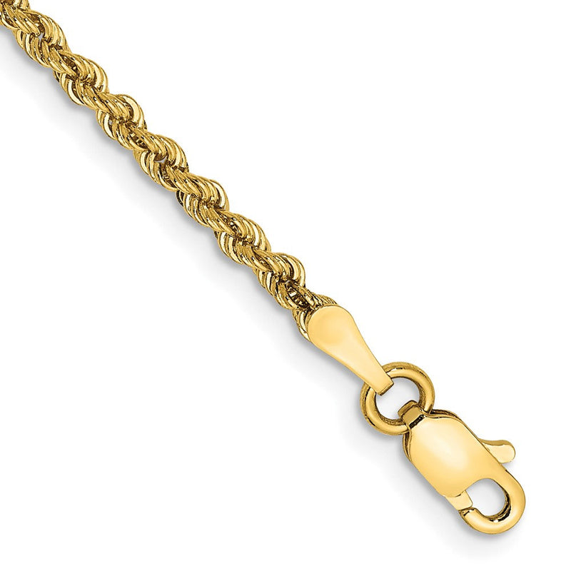 10K Gelbgold 2.25mm Massiv Kordel Gliederarmband