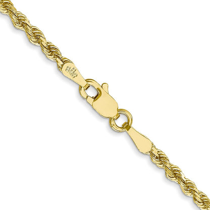 10K Gelbgold 2.5mm Halbmassiv Kordel Halskette