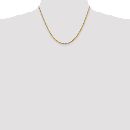 10K Gelbgold 2.25mm Diamantiert Kordel Halskette