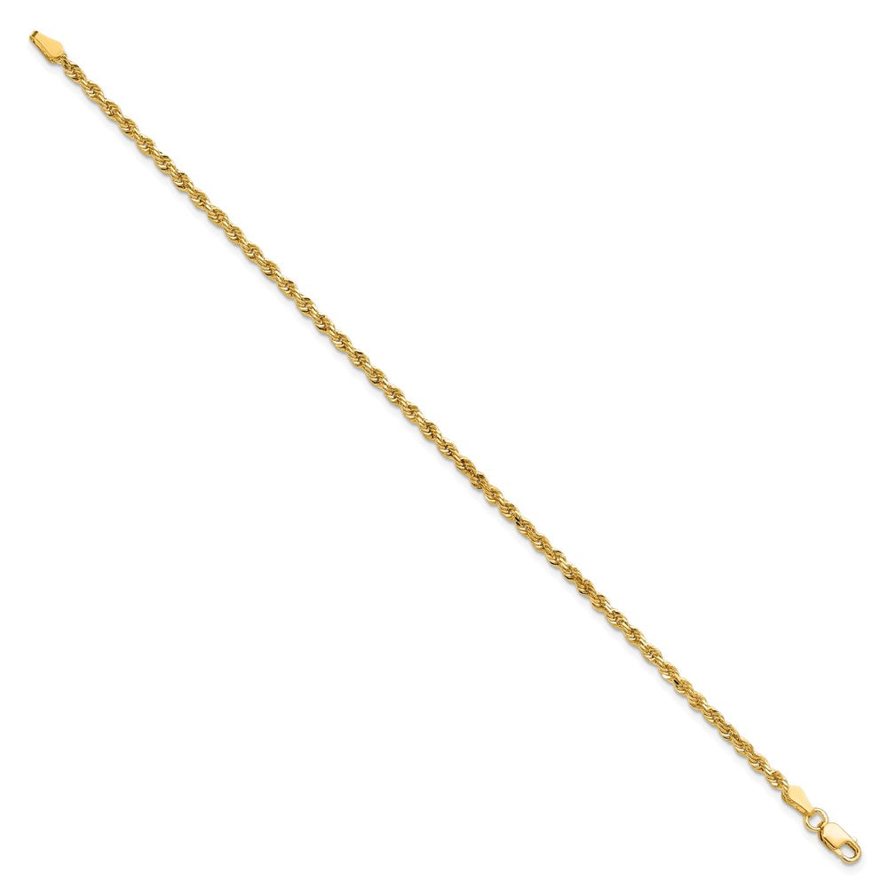 10K Gelbgold 2.25mm Diamantiert Kordel Kette Fußkettchen