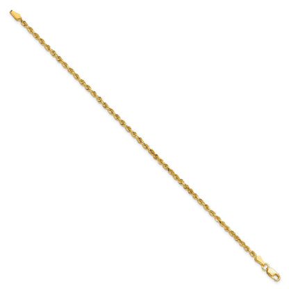 10K Gelbgold 2.25mm Diamantiert Kordel Kette Fußkettchen