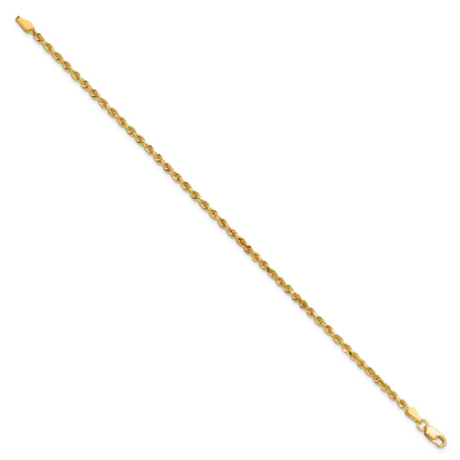 10K Gelbgold 2.25mm Diamantiert Kordel Gliederarmband