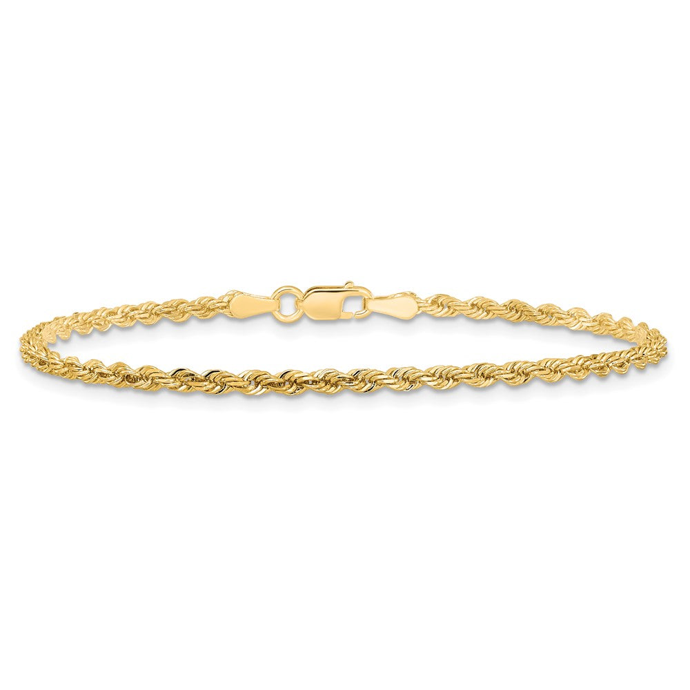 10K Gelbgold 2.25mm Diamantiert Kordel Kette Fußkettchen