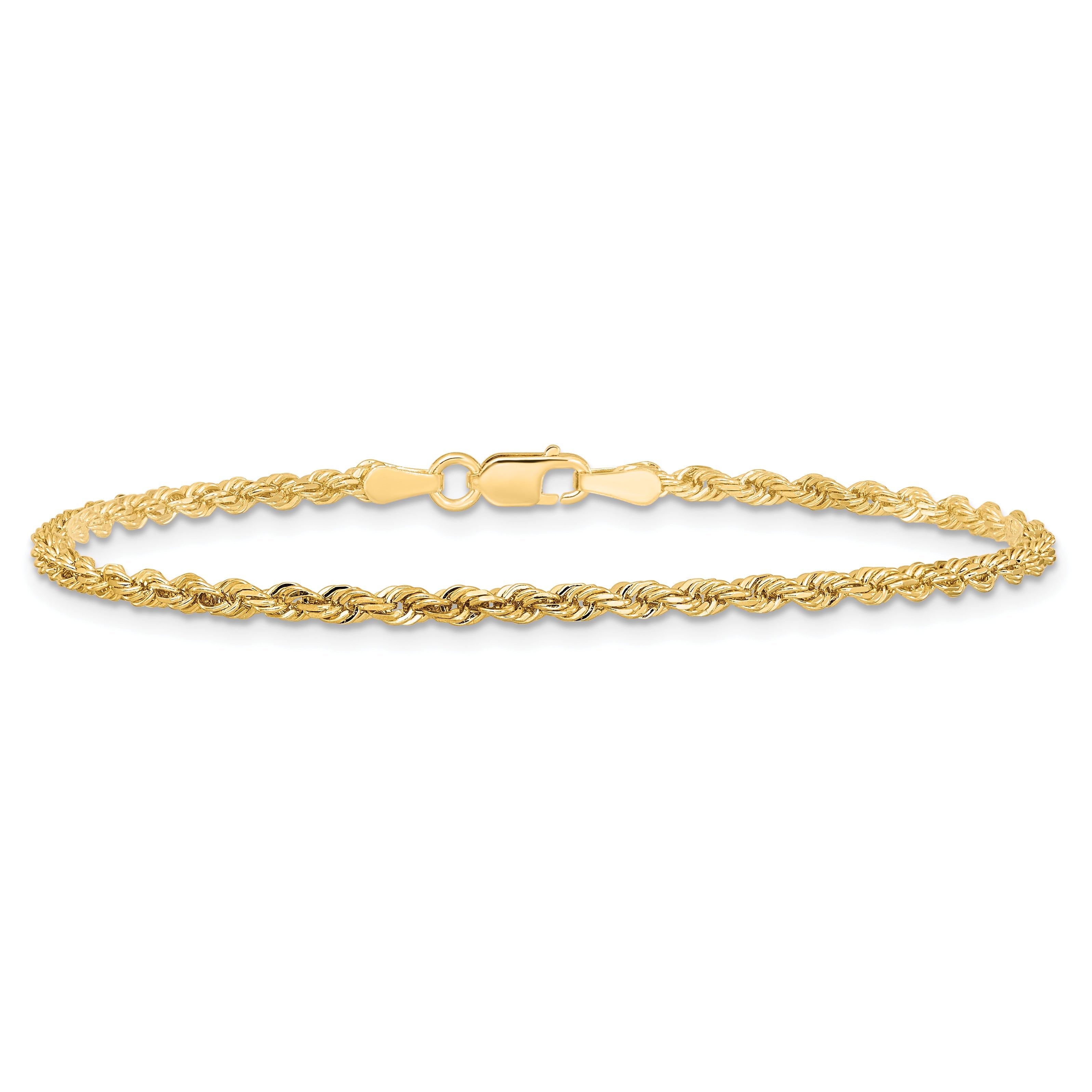 10K Gelbgold 2.25mm Diamantiert Kordel Gliederarmband