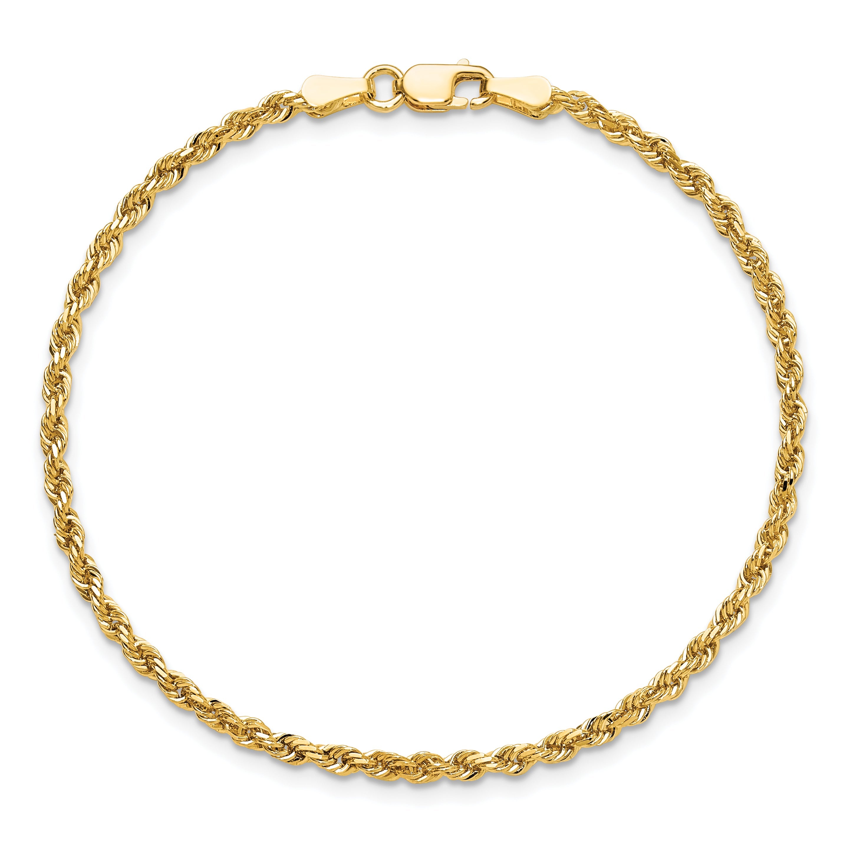 10K Gelbgold 2.25mm Diamantiert Kordel Gliederarmband