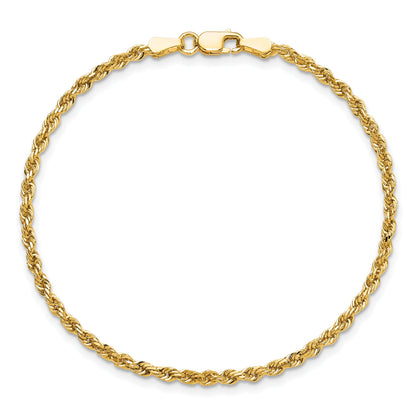 10K Gelbgold 2.25mm Diamantiert Kordel Gliederarmband