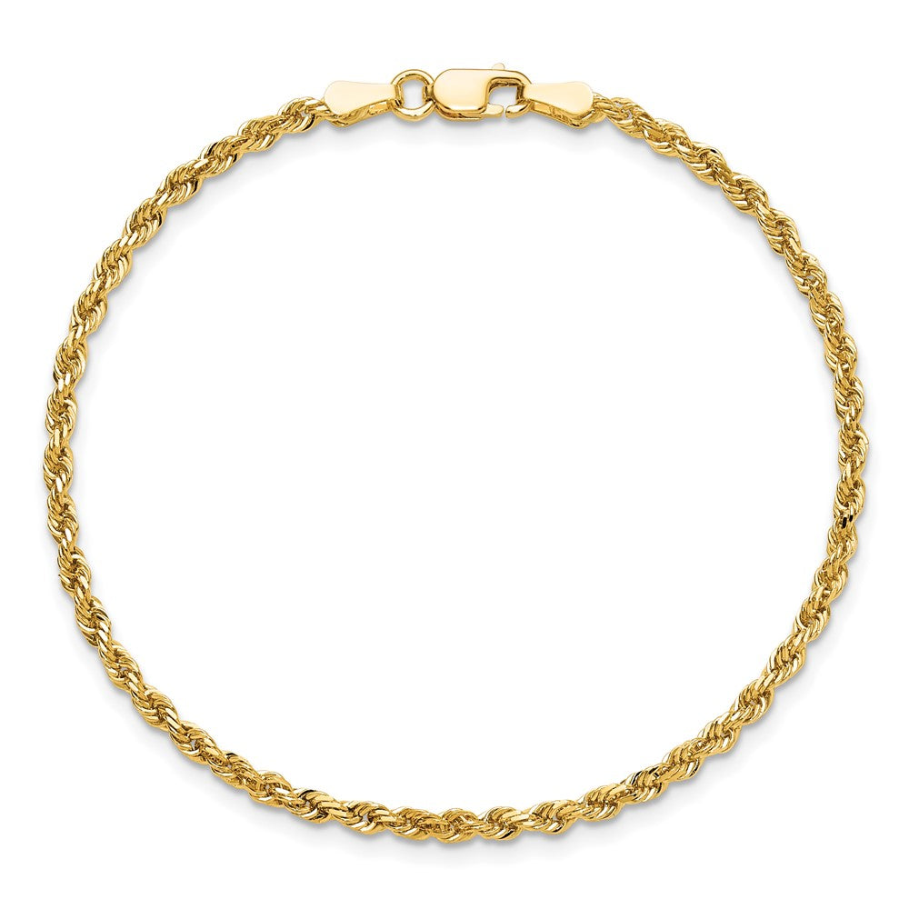 10K Gelbgold 2.25mm Diamantiert Kordel Kette Fußkettchen