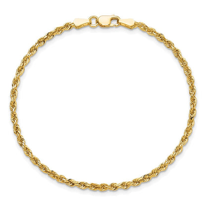 10K Gelbgold 2.25mm Diamantiert Kordel Kette Fußkettchen