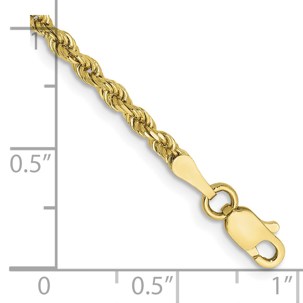 10K Gelbgold 2.25mm Diamantiert Kordel Gliederarmband