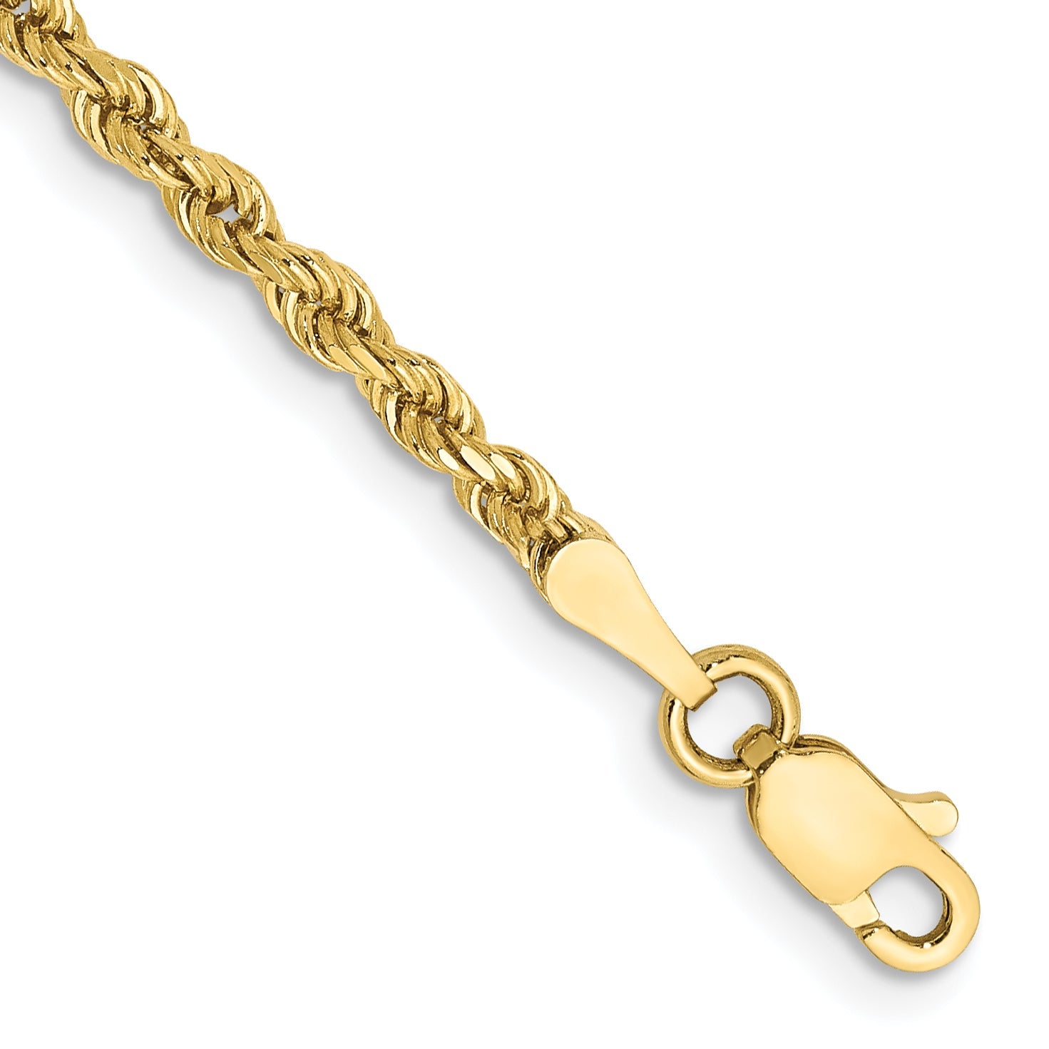 10K Gelbgold 2.25mm Diamantiert Kordel Gliederarmband