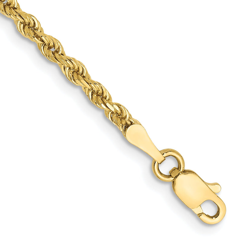 10K Gelbgold 2.25mm Diamantiert Kordel Gliederarmband