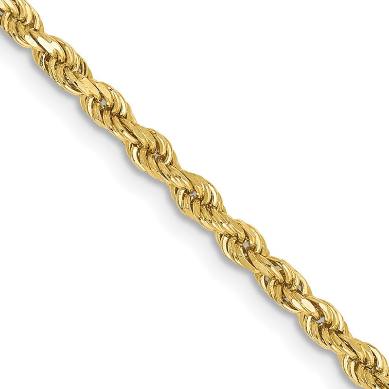 10K Gelbgold 2.5mm Halbmassiv Kordel Gliederarmband