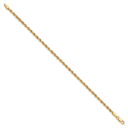 10K Gelbgold 2.75mm Diamantiert Kordel Kette Fußkettchen