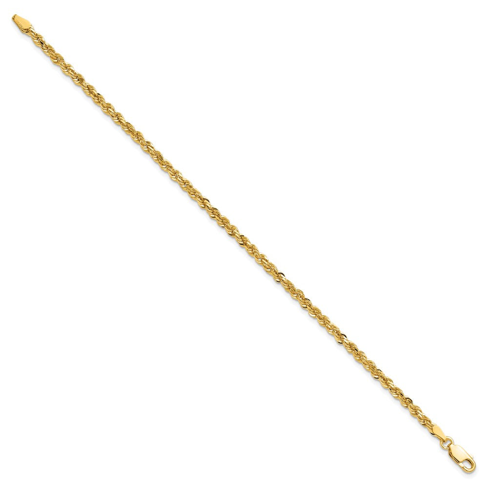 10K Gelbgold 3mm Diamantiert Kordel Kette Fußkettchen
