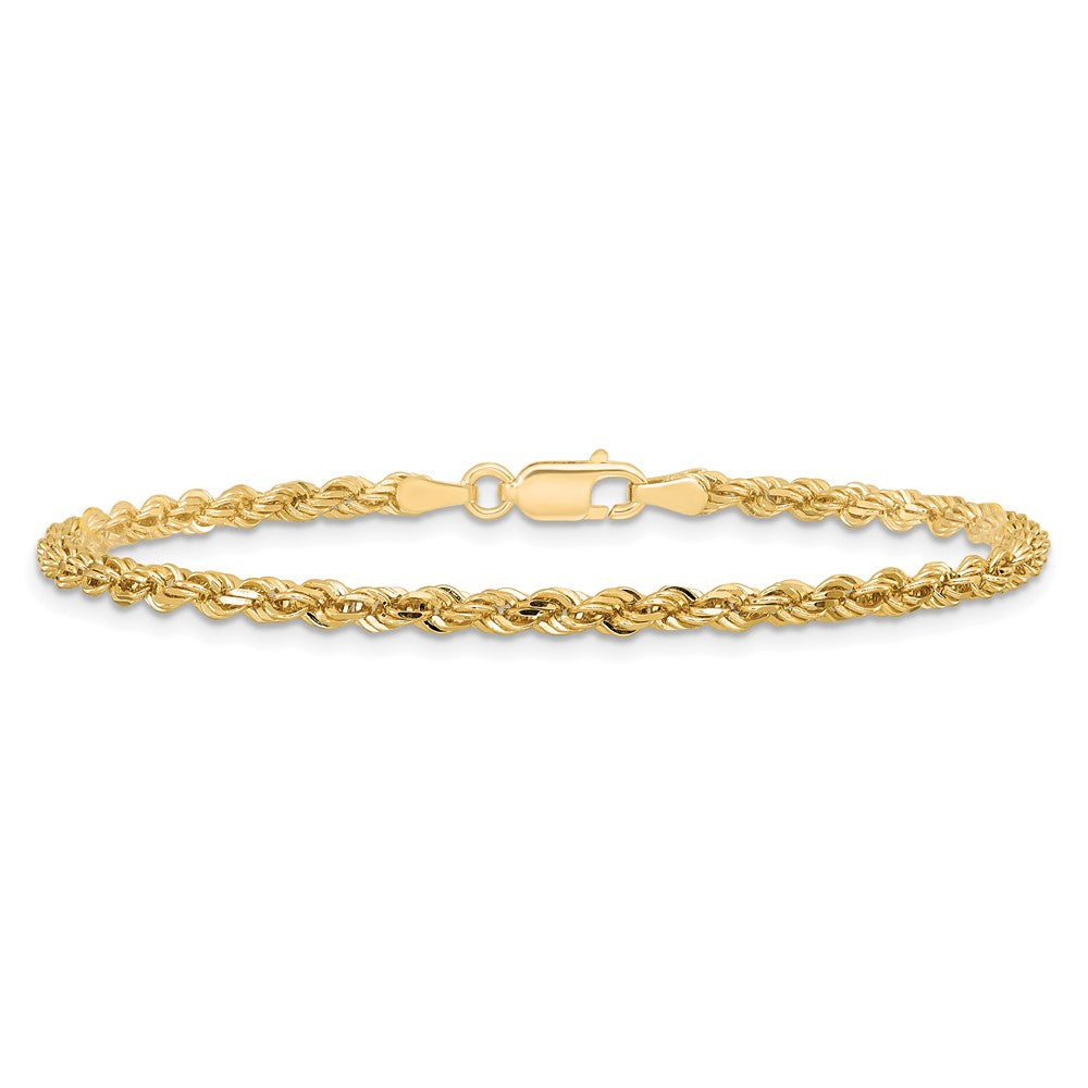 10K Gelbgold 3mm Diamantiert Kordel Kette Fußkettchen