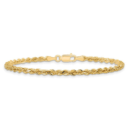 10K Gelbgold 3mm Diamantiert Kordel Kette Fußkettchen